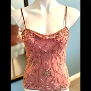 Silk, Beaded and Sequined Spaghetti-Strap Camisole